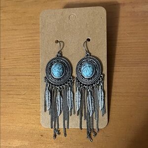 Lucky Brand Silver and Turquoise Dangle Earrings
